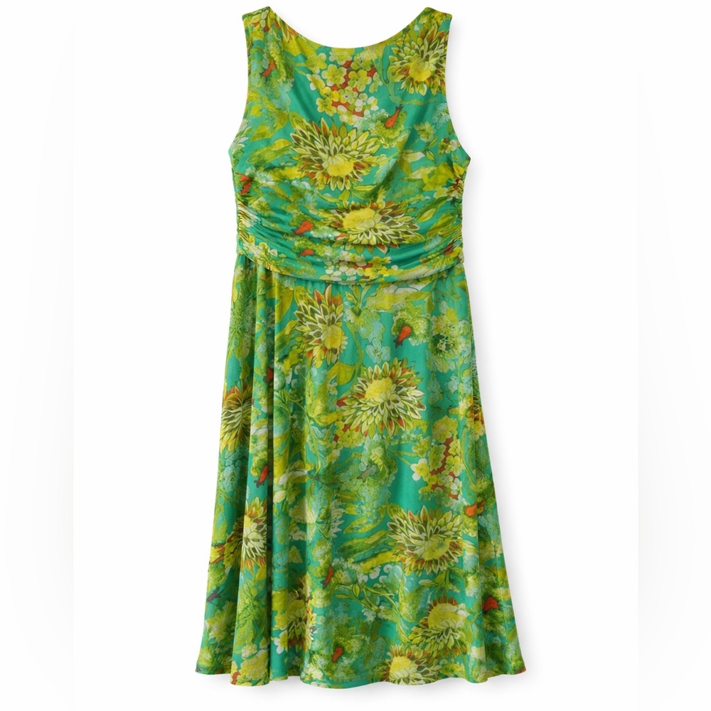 Ralph Lauren Summer Dress green floral size 14 sleeveless